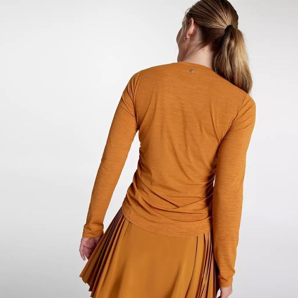 CALIA Women's Tissue Texture Long Sleeve Golf Crew NEW Size XL Golden Warmth - Picture 2 of 15